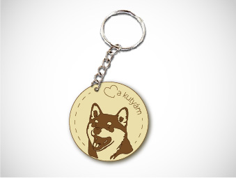 Mini kutya#8 SHIBA INU kulcstartó - fém karikán [4cm átmérő]